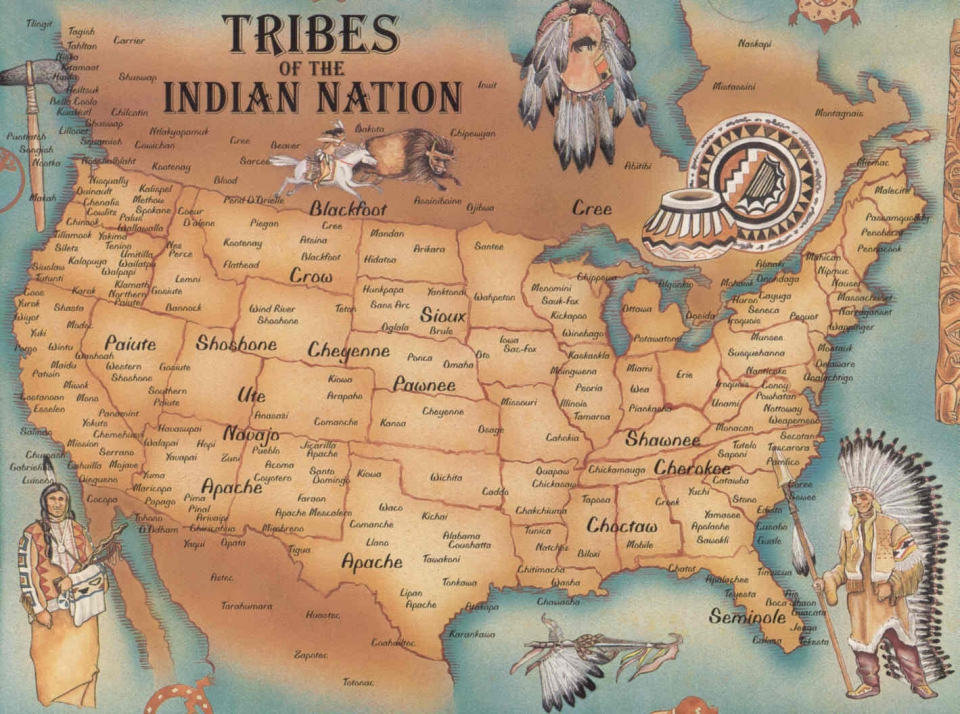 Map of native american tribes in america full size