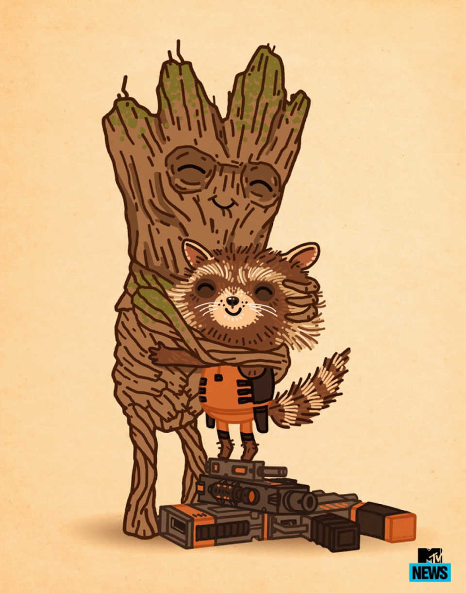 Guardians of the galaxy rocket raccoon and groot full size