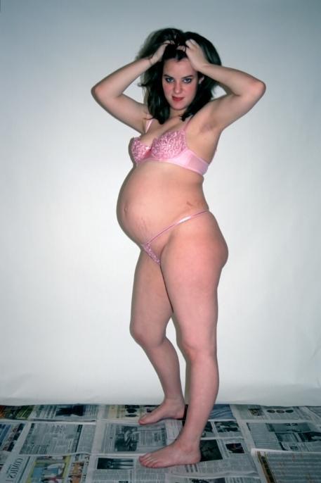 Brunette pregnant belly full size