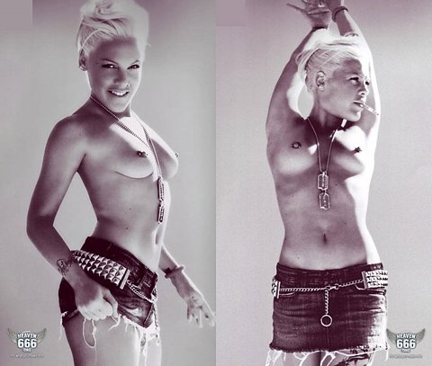 Singer pink nipple pierced full size