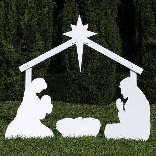 White outdoor nativity scene full size