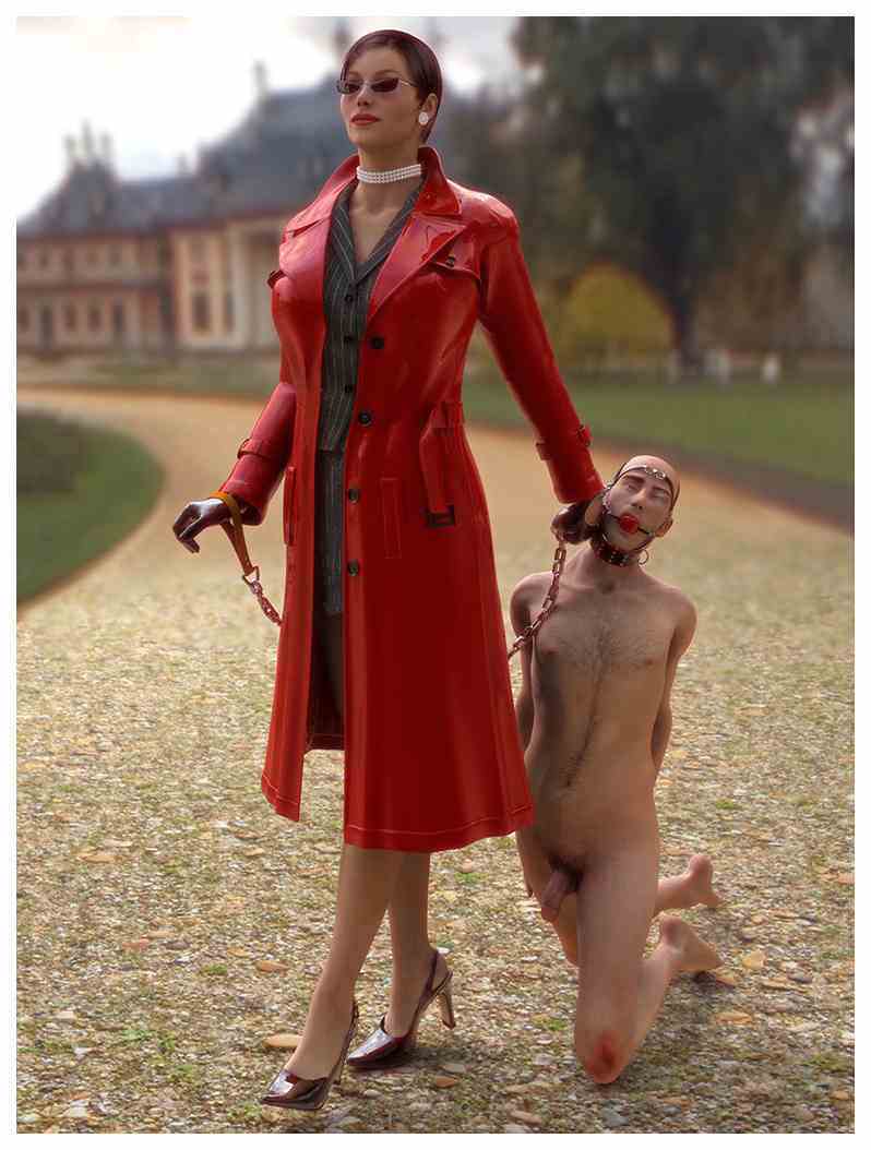 Femdom slave on leash full size