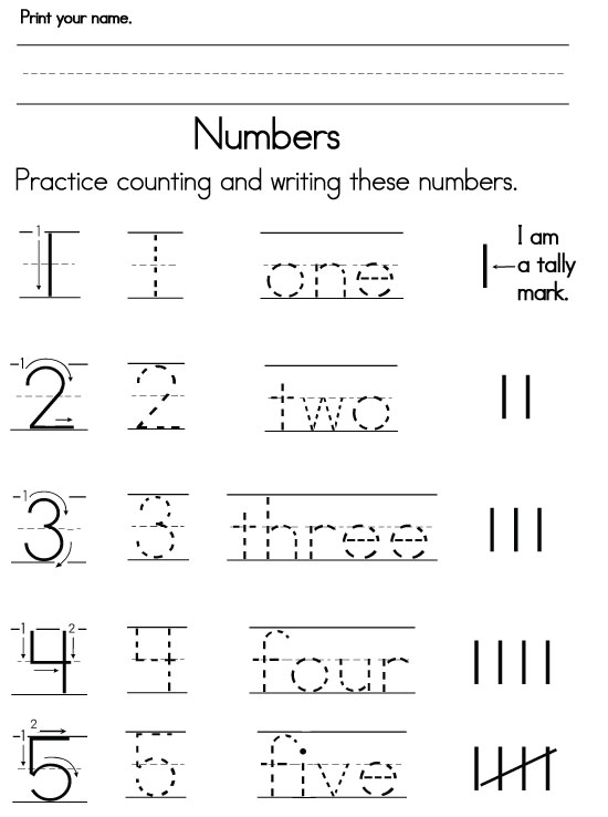 Kindergarten writing number words worksheets full size