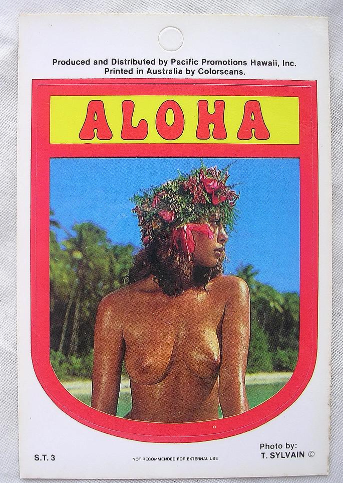 Vintage nude hawaiian sticker full size