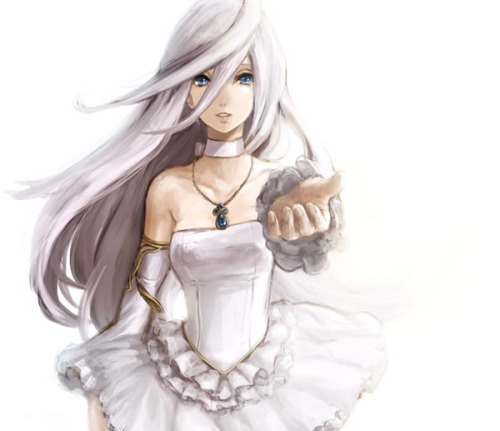 Anime girl with white hair full size