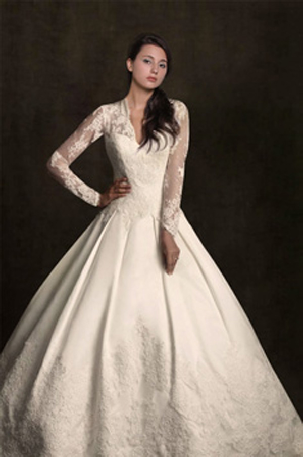 Long sleeve vintage wedding dresses full size