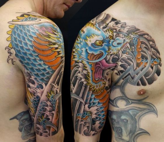 Japanese dragon shoulder tattoo full size