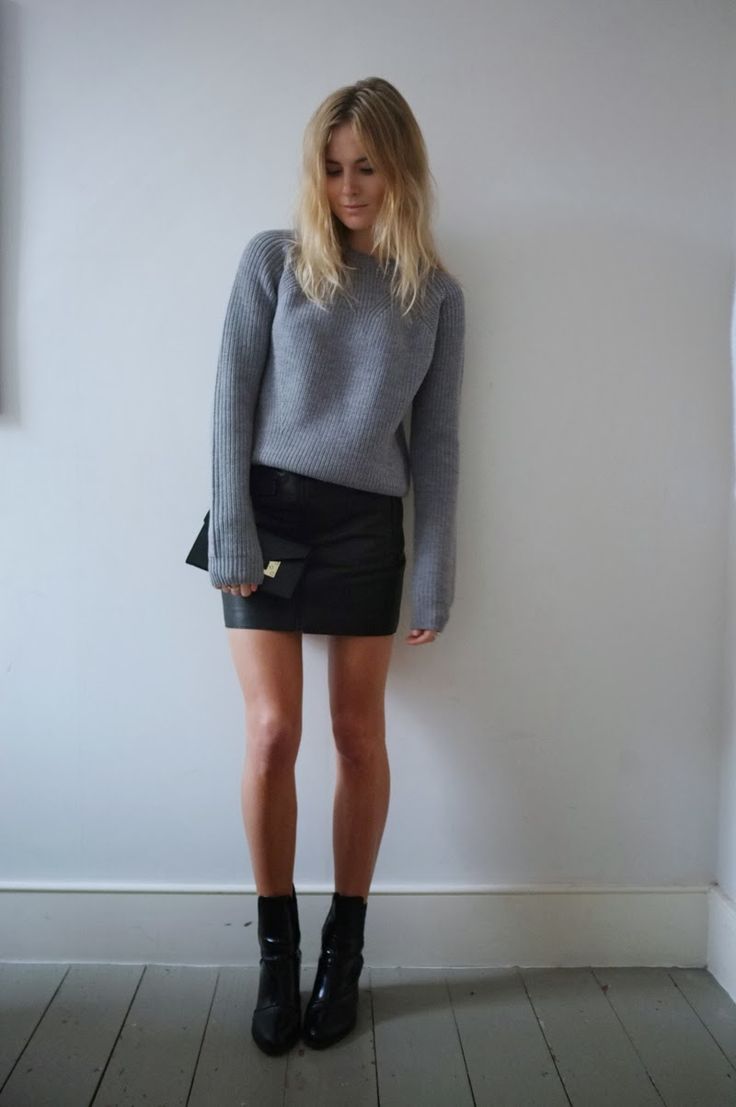 Black leather mini skirts and boots full size