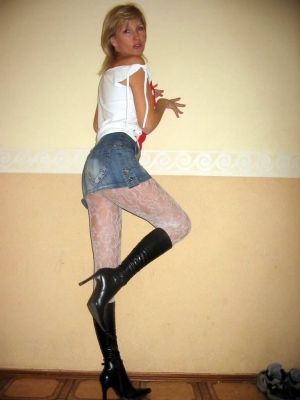 My hot wife in mini skirt and boots 768X1024 jpeg