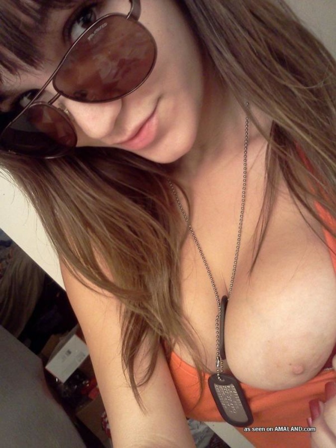 Dog tag army girl amateur selfie full size