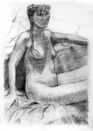 Nude female figure drawing 642X900 jpeg