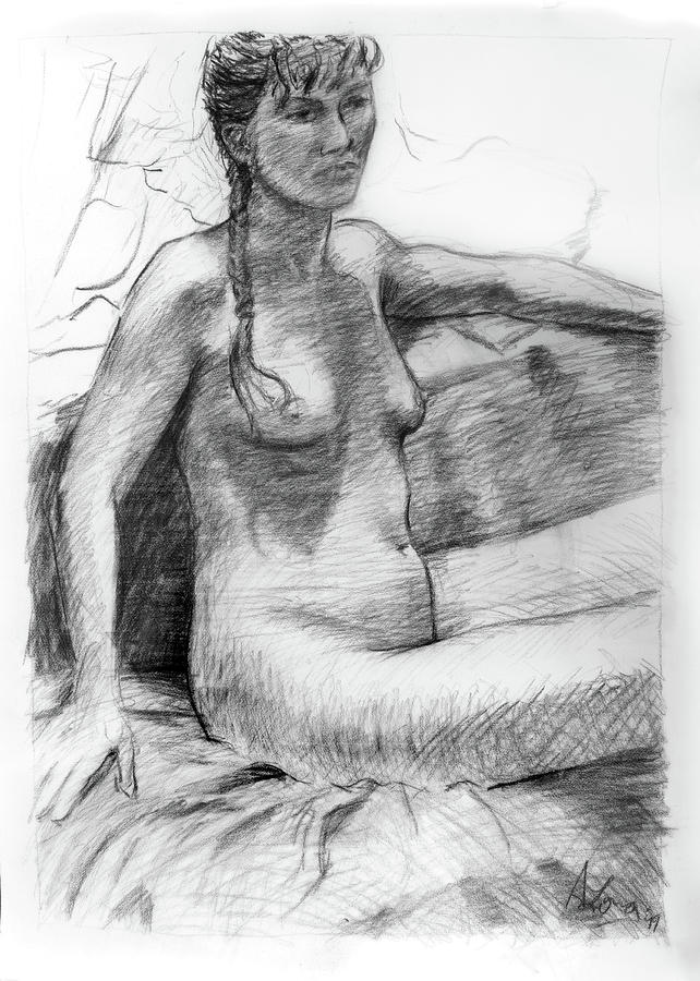Nude female figure drawing full size