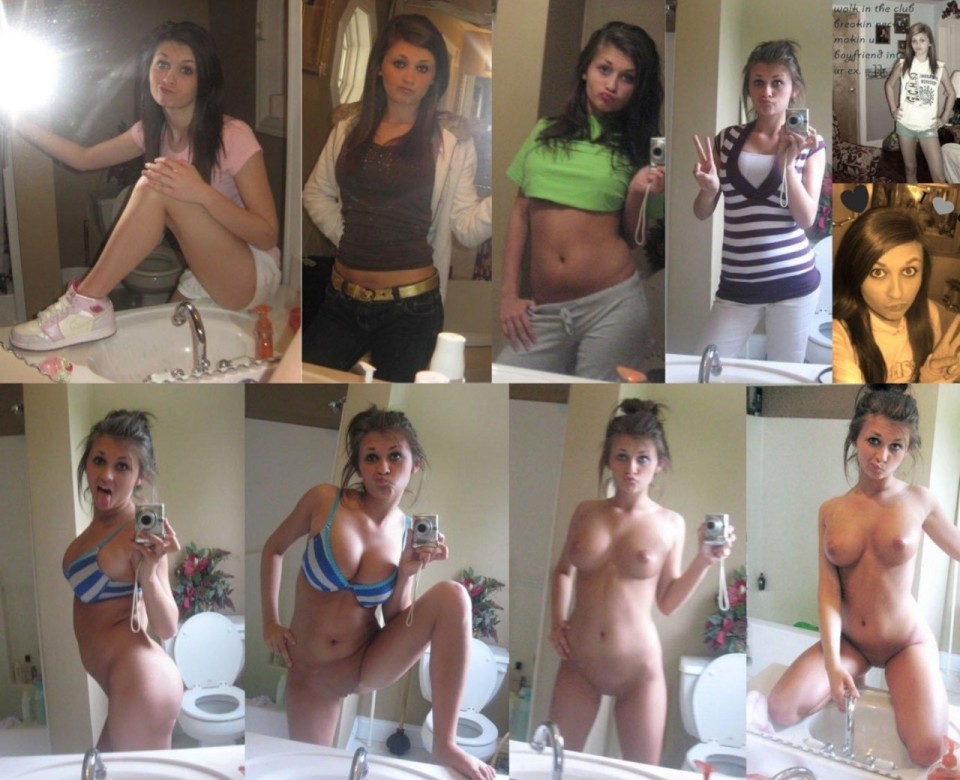 Teen girl selfie dressed and undressed full size