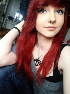 Scene girl with red hair and piercings 500X667 jpeg