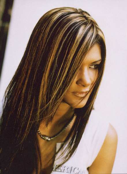 Dark brown hair with blonde highlights lowlights full size