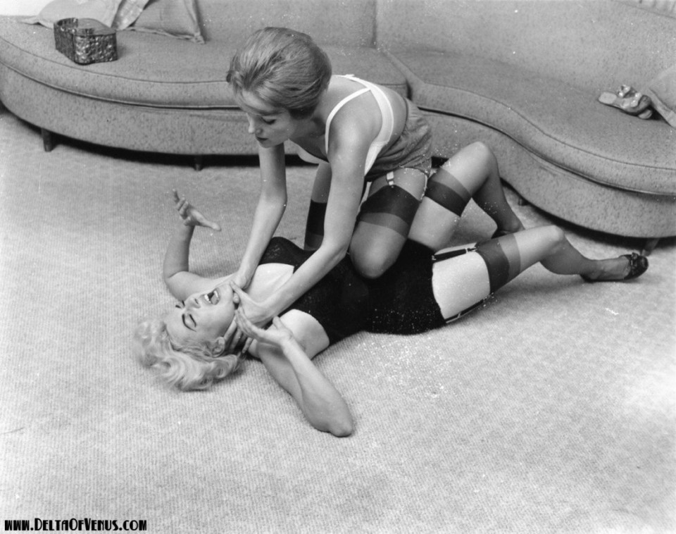 Retro vintage catfight full size