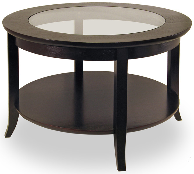 Round glass top coffee table full size