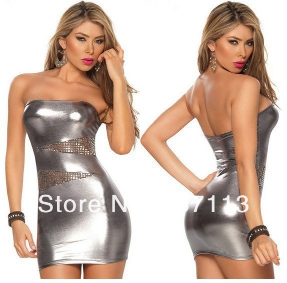 Sexy wet look dress full size