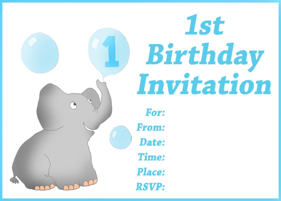 Free printable 1st birthday card full size