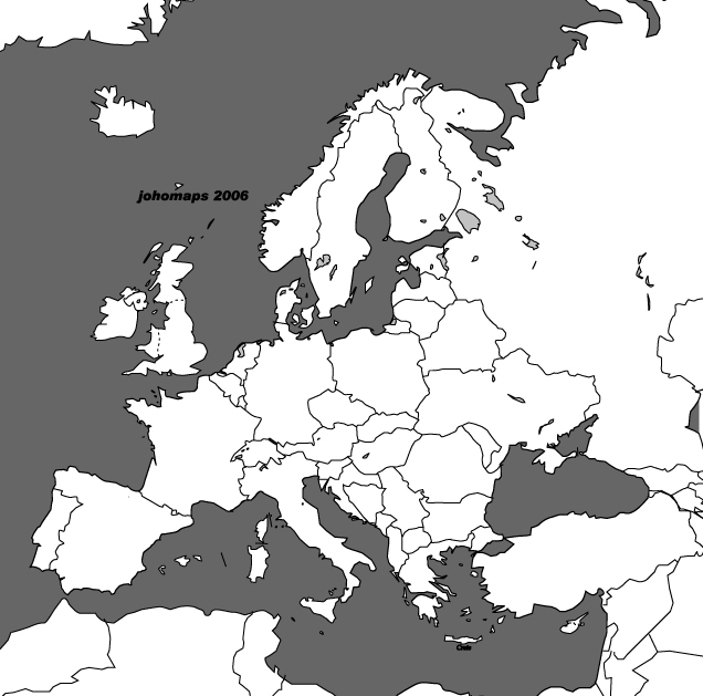Blank western europe map full size
