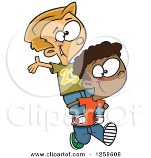 Cartoon boy giving girl a piggy back ride 450X470 jpeg