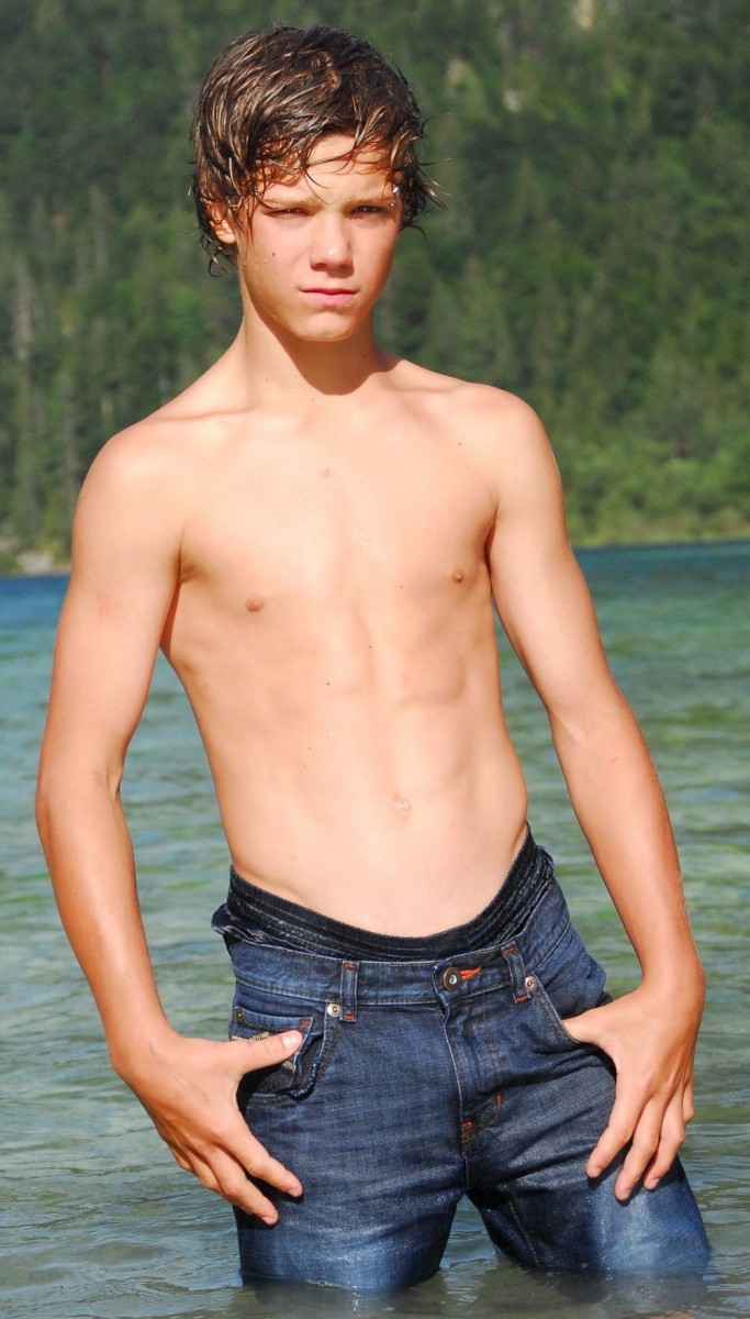Cute boys shirtless jeans full size