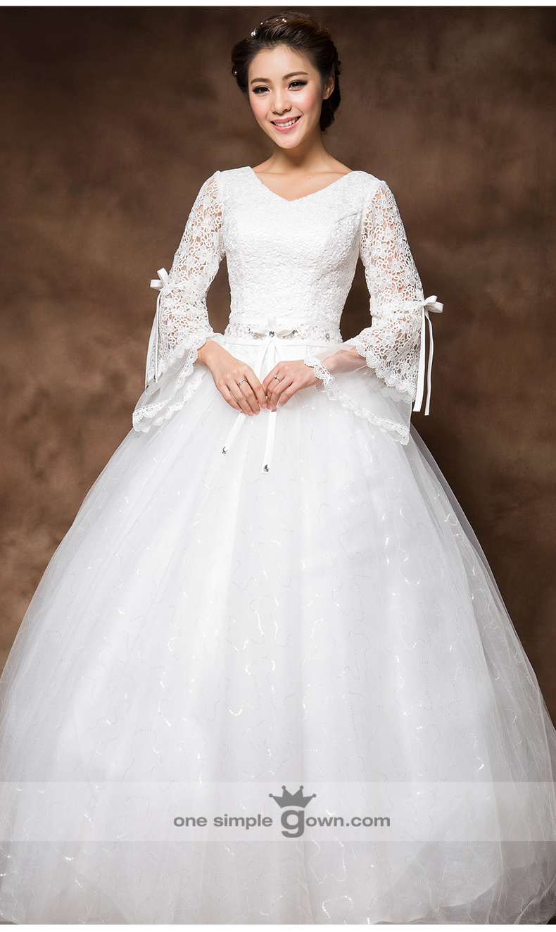 Long sleeve ball gown wedding dress full size