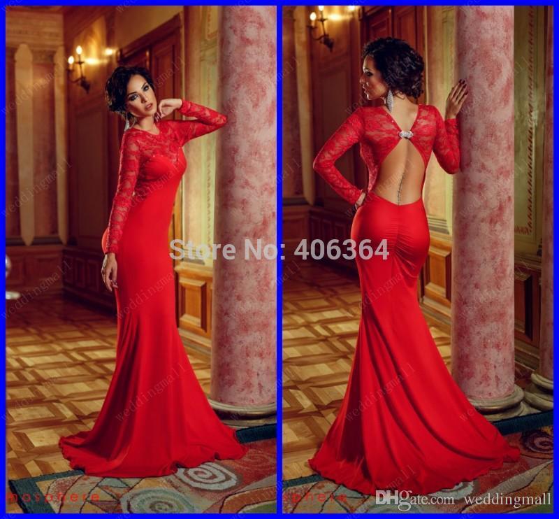 Long sleeve lace mermaid prom dresses 2015 full size