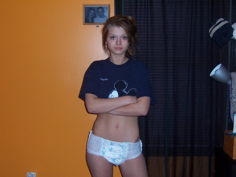 Teen girl wearing adult diapers full size