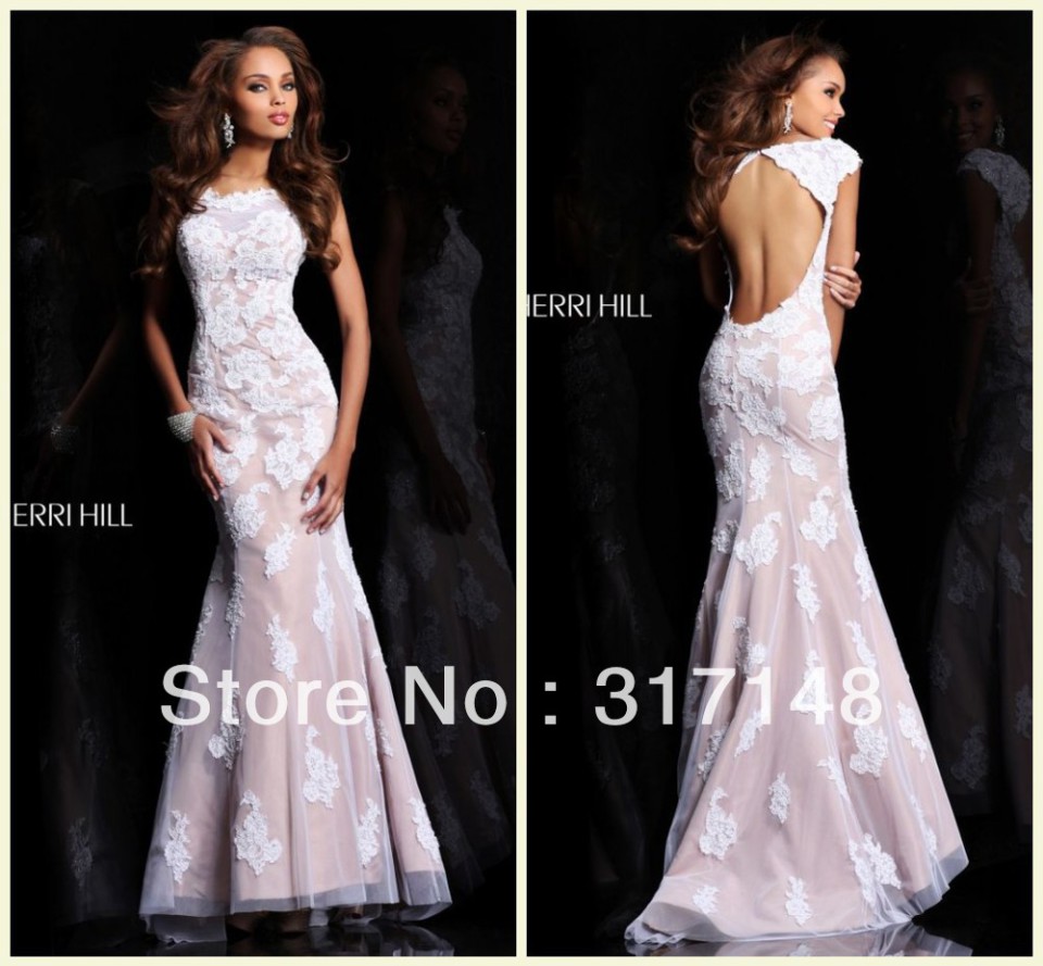 Vintage lace long sleeve prom dress full size