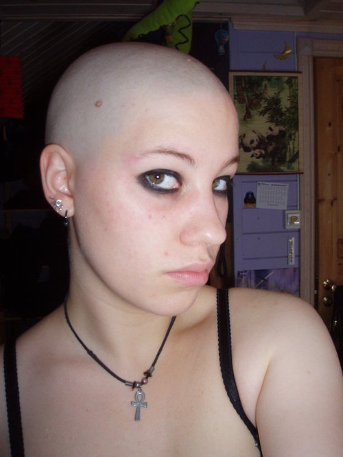 Shaved smooth bald women full size