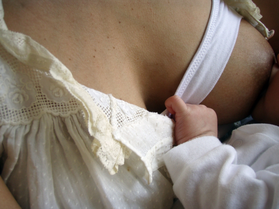 Moms breastfeeding with nursing bras full size