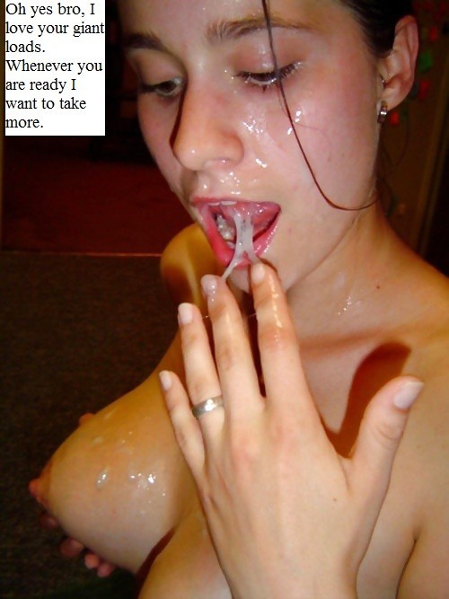 Amateur wife cum covered tits full size