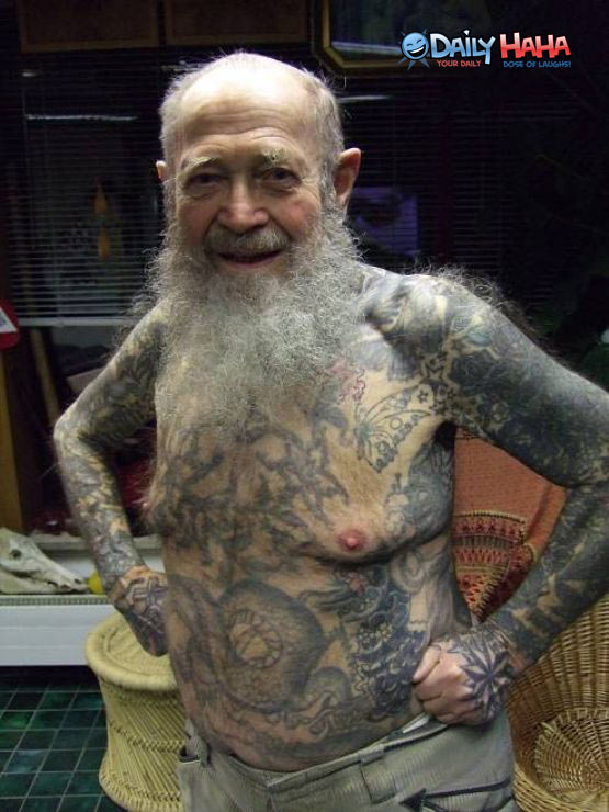 Old person with tattoos full size