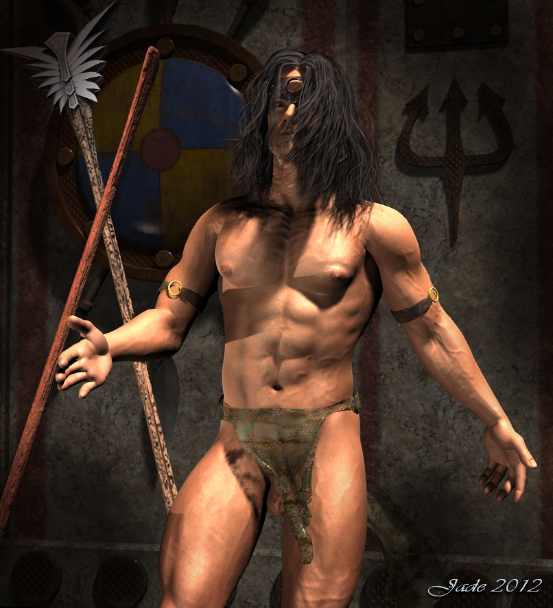 Fantasy male gladiator nude full size