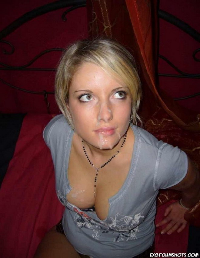 Facial cum on cleavage full size