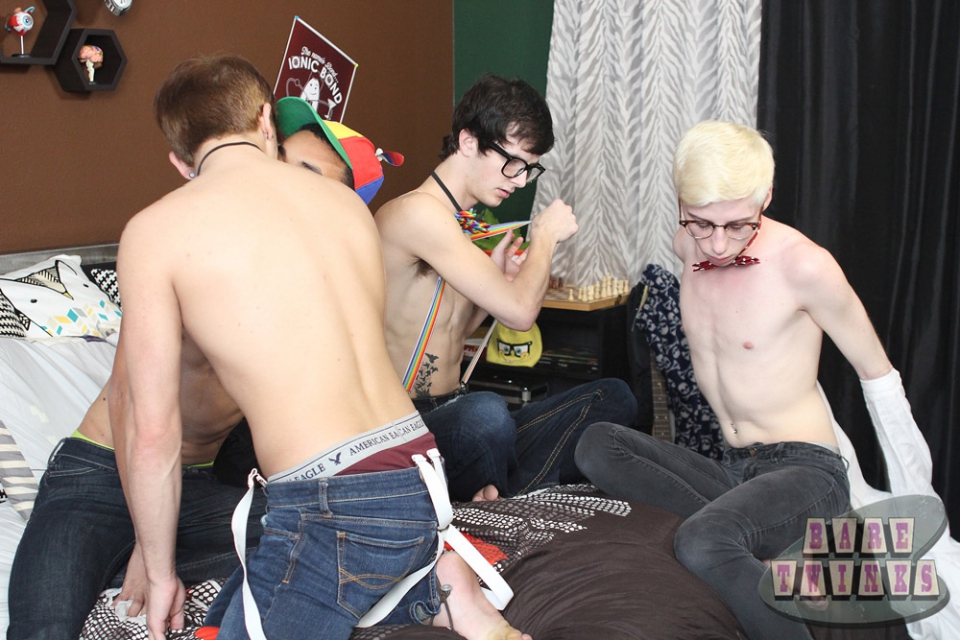 Cute teen boys kissing full size