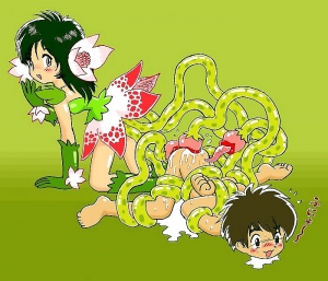 Anime girl plant tentacle on boy 700X600 jpeg