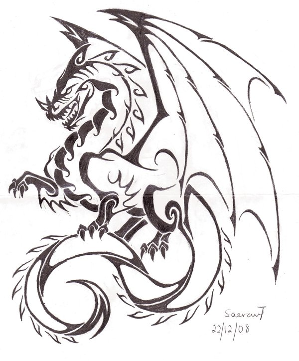 Dragon tattoo outline full size