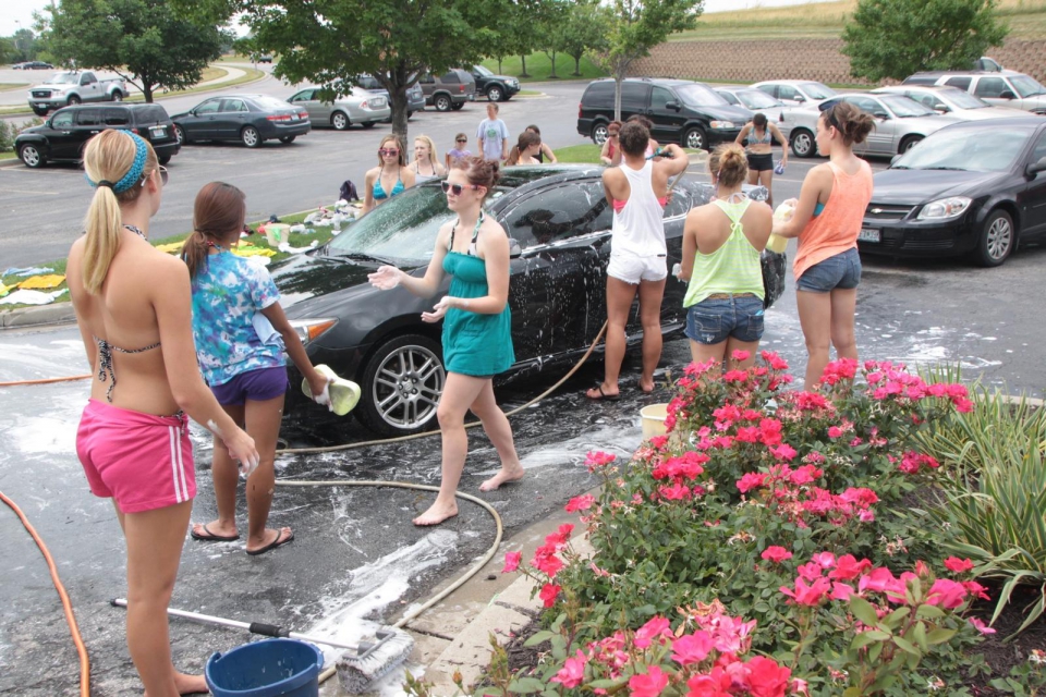 Cheerleader car wash fundraiser full size