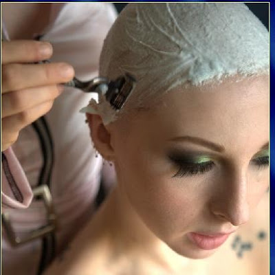 Bald head shave woman full size