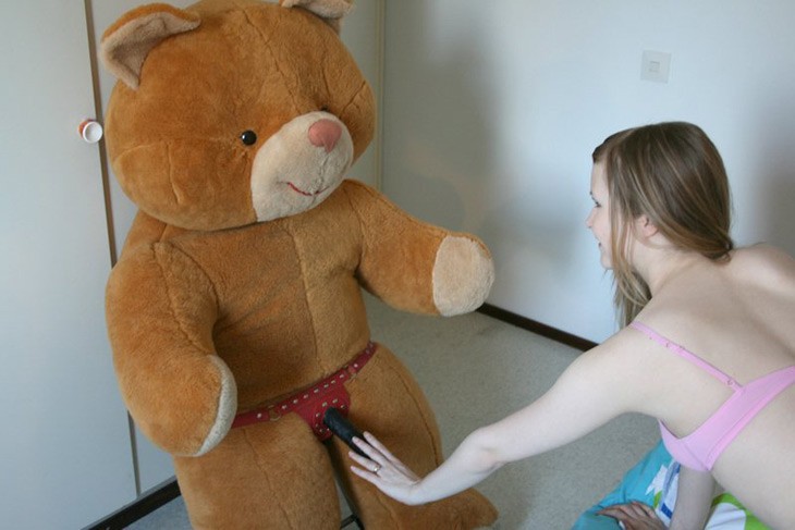 Girl fucks her teddy bear full size