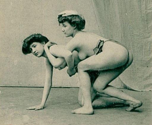 Vintage nude female wrestling full size