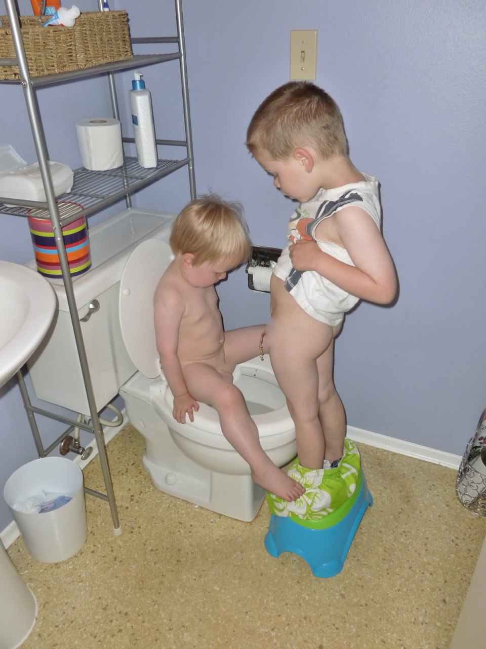 Naked toddler boys peeing full size