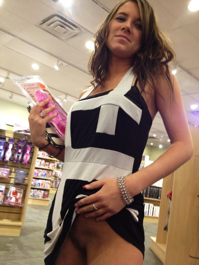 Girls flashing pussy in public store full size