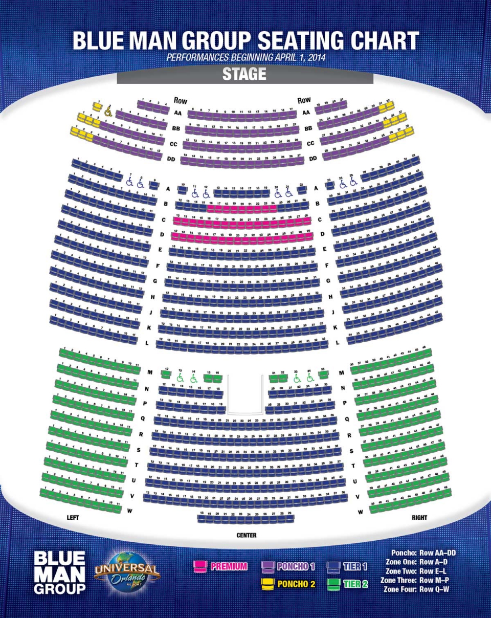 Blue man group orlando seating chart full size