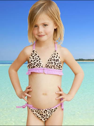 Very young little girl swimsuit models full size