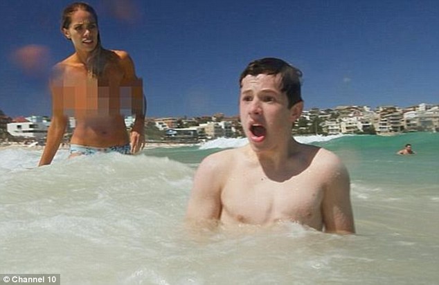 Modern family topless beach full size