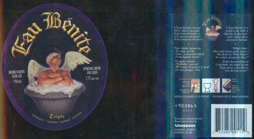 Unibroue eau benite beer full size