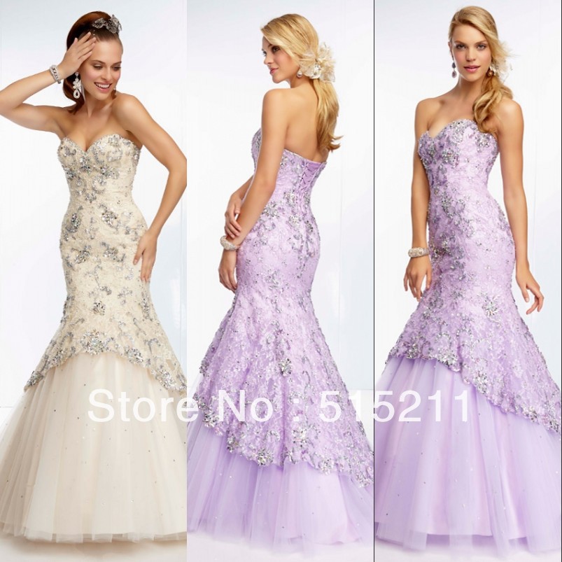 Purple and silver lace prom dress full size